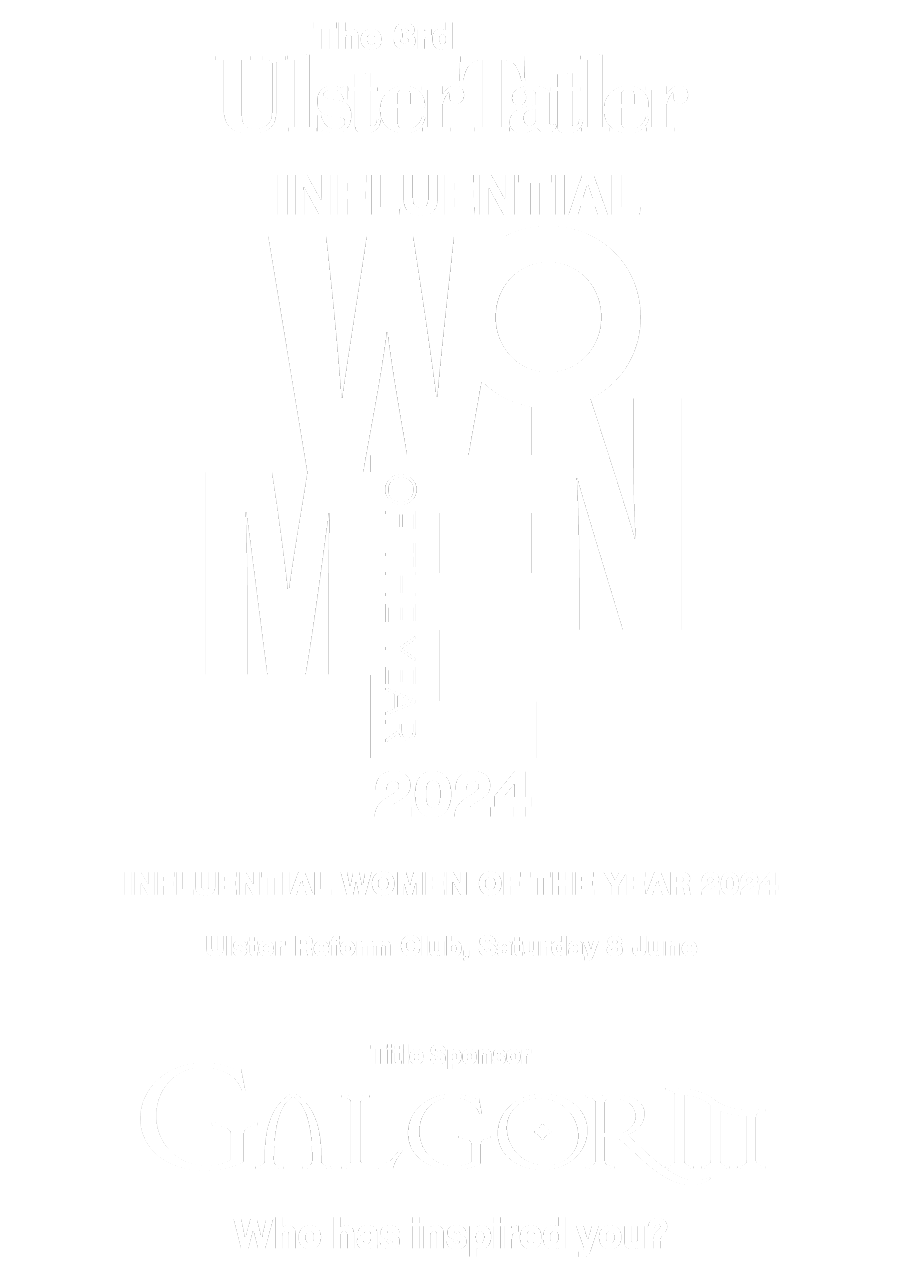 Logo for the 3rd Influential Women of the year award 2024, held at the Ulster Reform Club, Saturday 8 June. Title sponsor The Galgorm hotel. Who has inspired you?